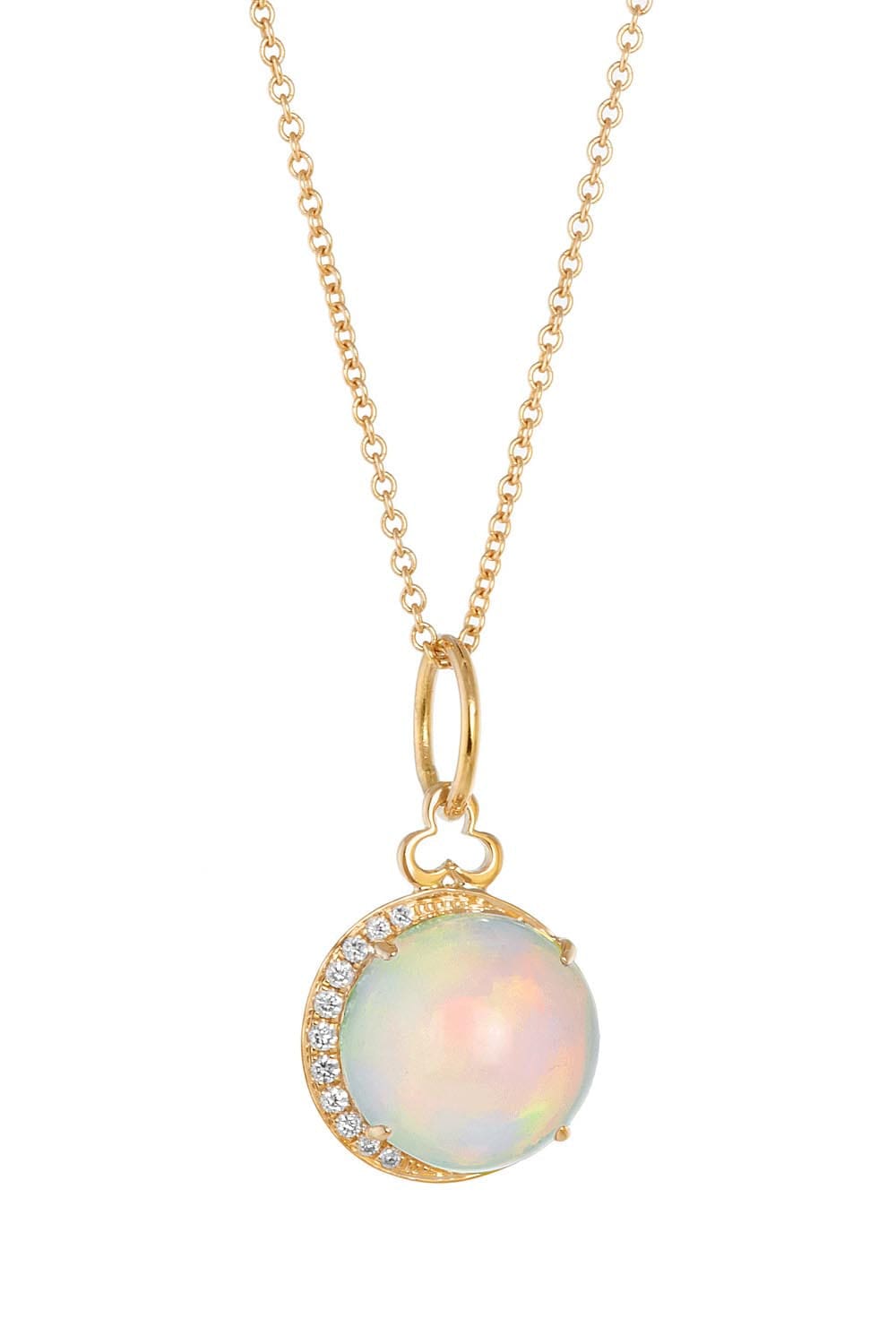 Opal and Diamond Moon Charm