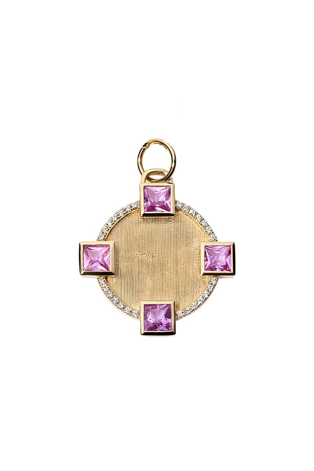 Pink Sapphire Club Charm-YELLOW GOLD-JEWELRYFINE JEWELPENDANT-DEVON WOODHILL