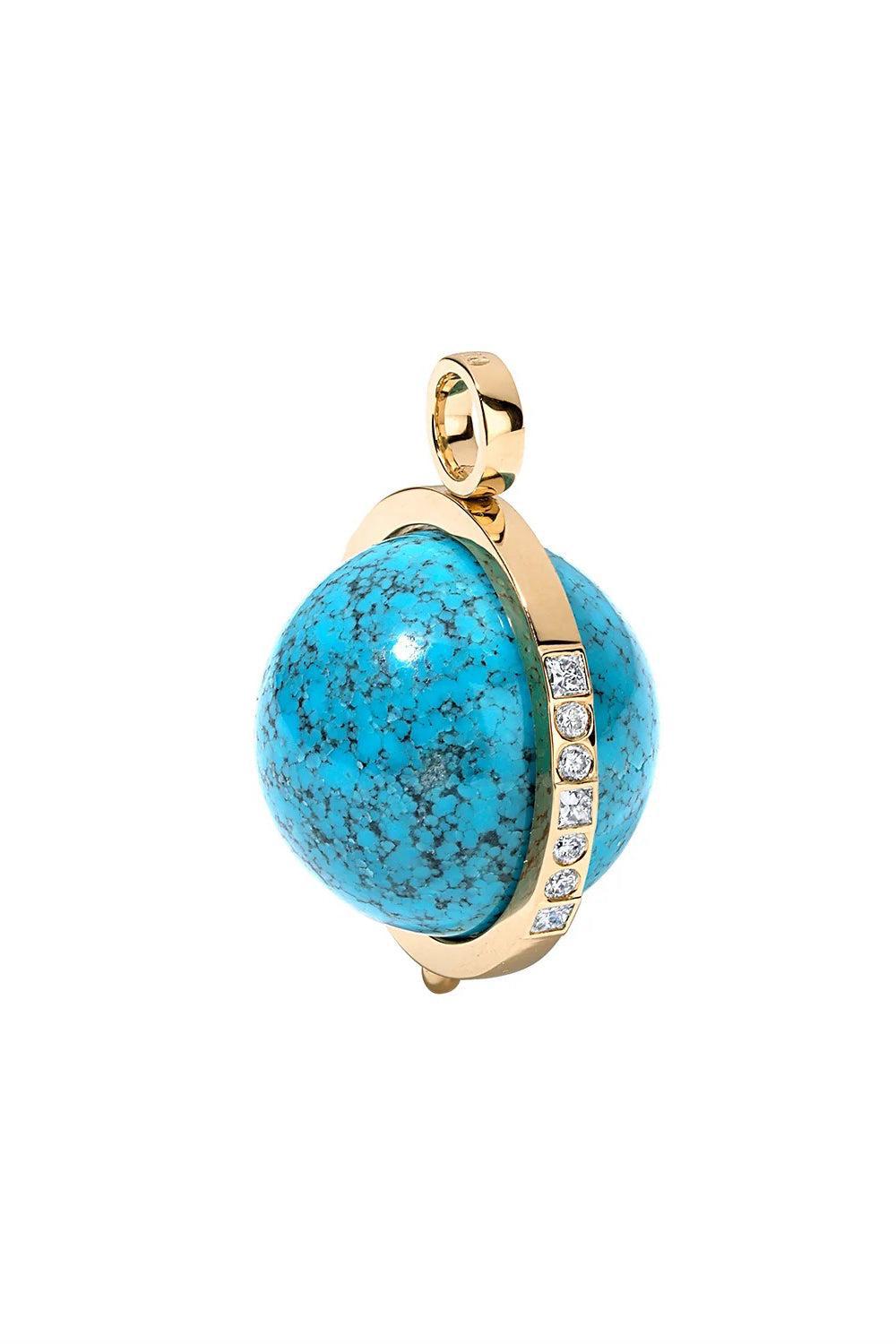 Turquoise Deluxe Cosmic Spinner Pendant-YELLOW GOLD-JEWELRYFINE JEWELPENDANT-DEVON WOODHILL