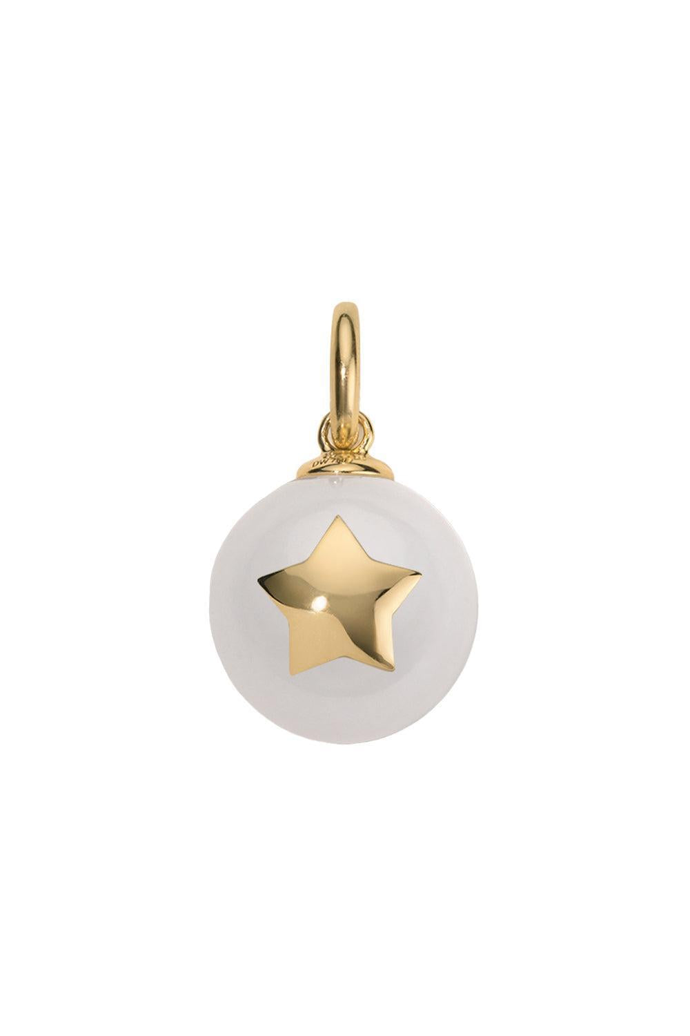  White Agate Diamond Superstar Charm-YELLOW GOLD-JEWELRYFINE JEWELPENDANT-DEVON WOODHILL 