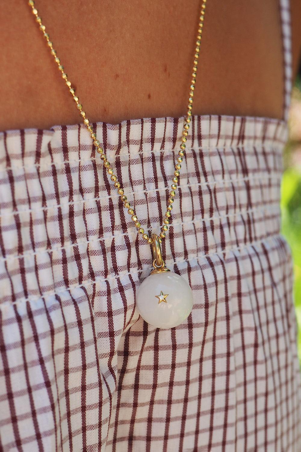 White Agate Diamond Superstar Charm-YELLOW GOLD-JEWELRYFINE JEWELPENDANT-DEVON WOODHILL