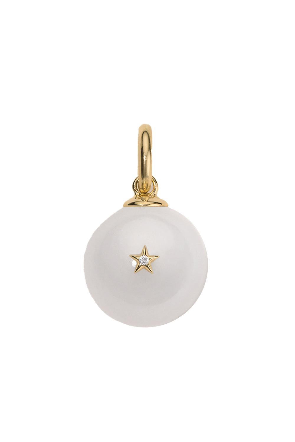  White Agate Diamond Superstar Charm-YELLOW GOLD-JEWELRYFINE JEWELPENDANT-DEVON WOODHILL 