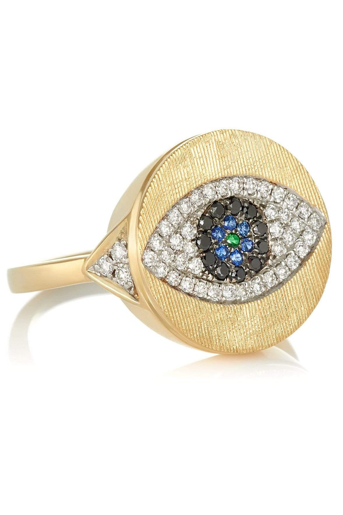 DEVON WOODHILL-Evil Eye Signet Ring-YELLOW GOLD