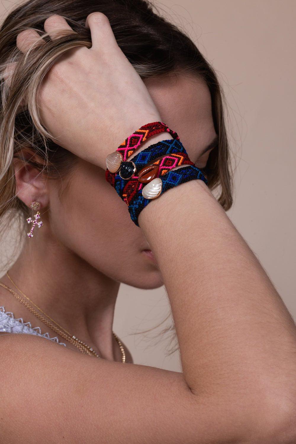 DEZSO BY SARA BELTRAN-Classic Blue Tiger Eye Chione Mexican Bracelet-BLUE