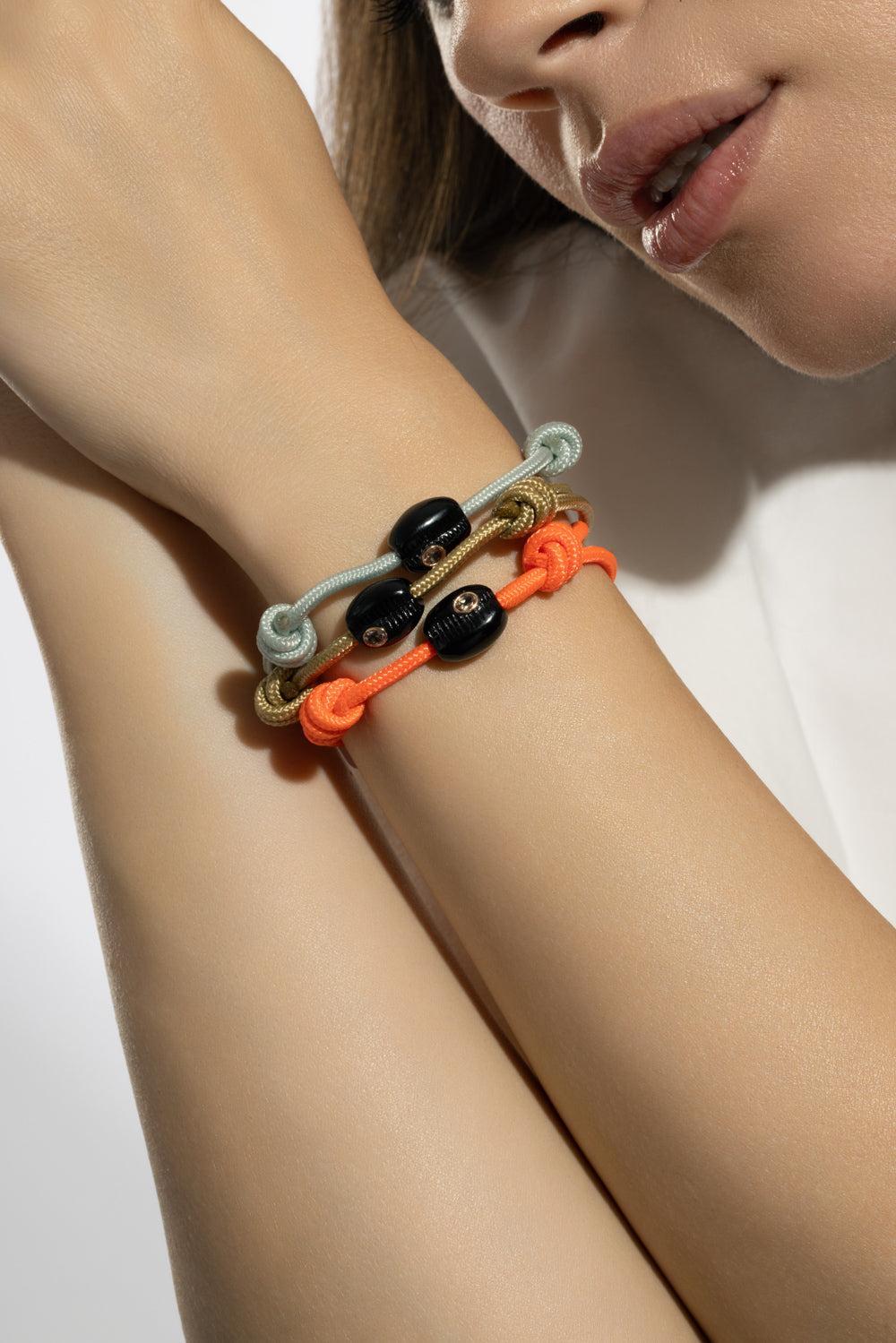 Petite Onyx Cowrie Sillimanite Grey Bracelet-ROSE GOLD-JEWELRYFINE JEWELBRACELET O-DEZSO BY SARA BELTRAN