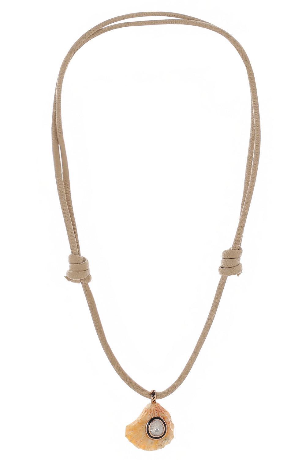  Diamond Cat Paw Shell Tan Necklace-ROSE GOLD-JEWELRYFINE JEWELNECKLACE O-DEZSO BY SARA BELTRAN 