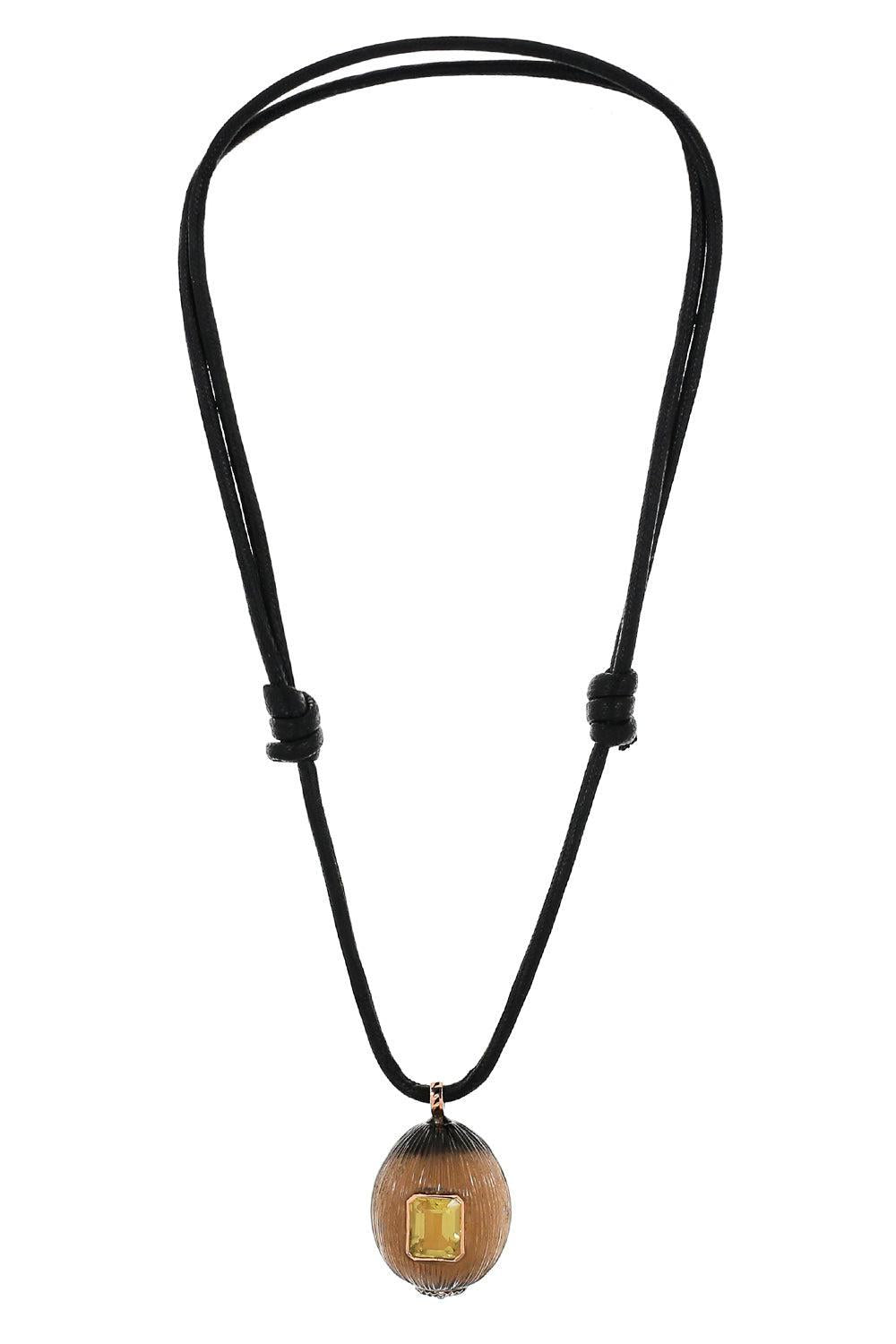 Lemon Quartz Shell Cord Necklace-ROSE GOLD-JEWELRYFINE JEWELNECKLACE O-DEZSO BY SARA BELTRAN