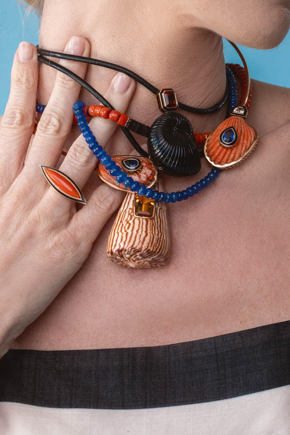 DEZSO BY SARA BELTRAN-Carved Onyx Nautilus Citrine Charm-ROSE GOLD