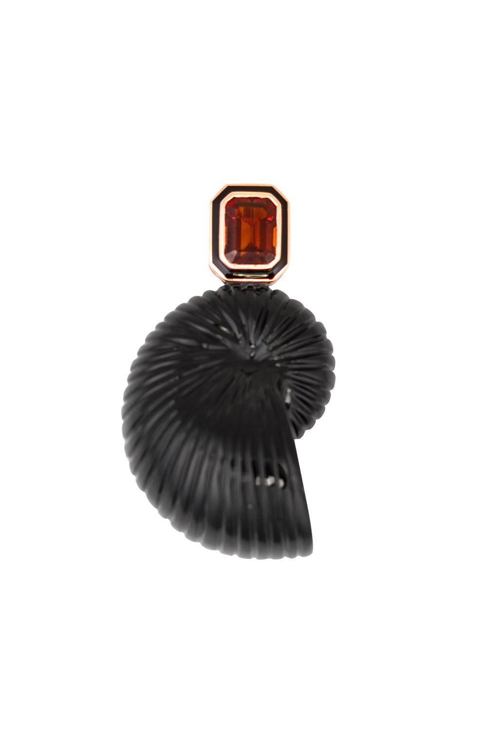 DEZSO BY SARA BELTRAN-Carved Onyx Nautilus Citrine Charm-ROSE GOLD