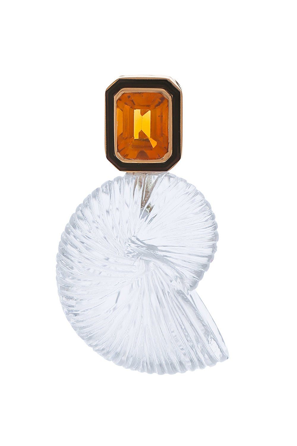 DEZSO BY SARA BELTRAN-Classic Crystal Carved Nautilus Pendant-ROSE GOLD