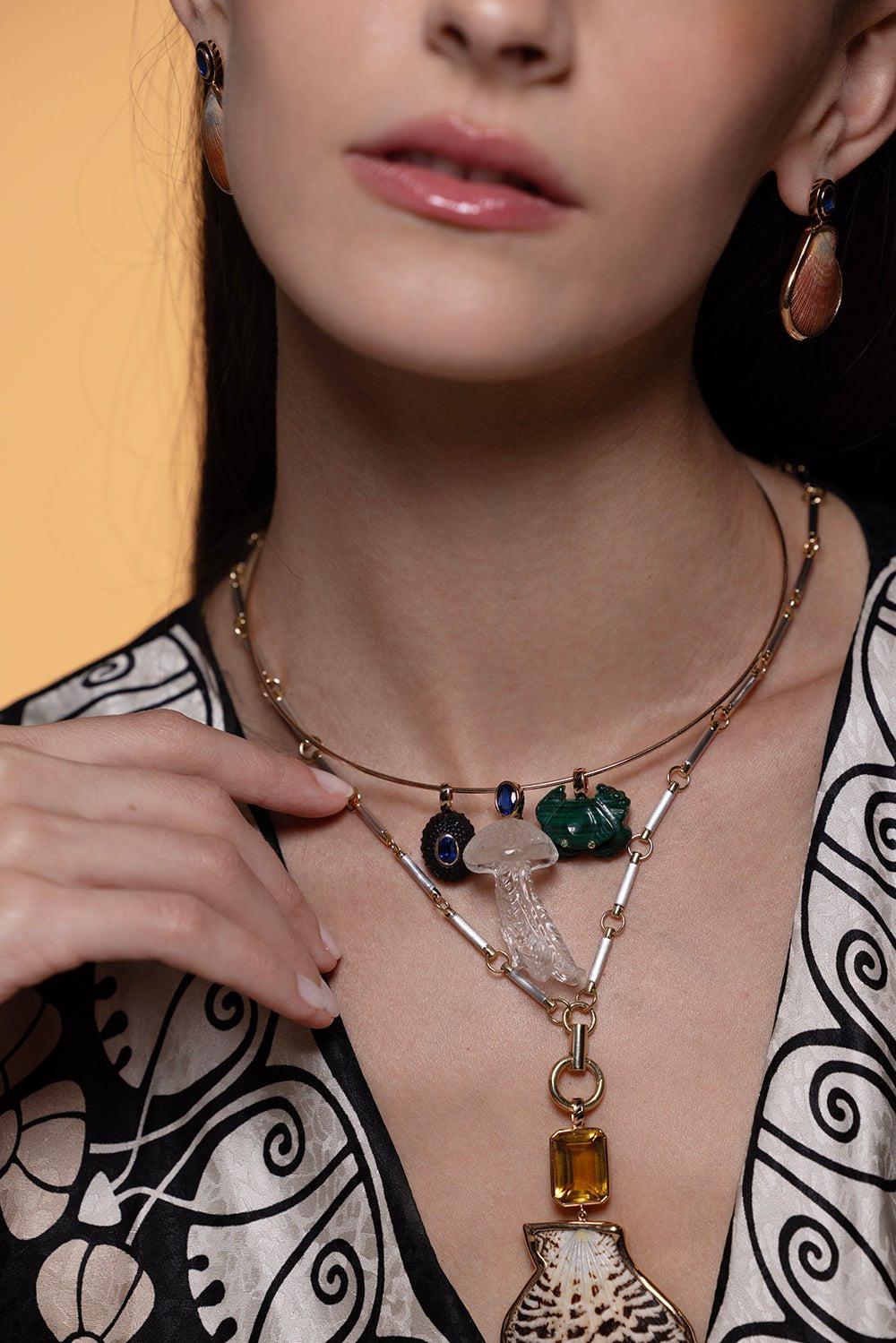 DEZSO BY SARA BELTRAN-Crystal Kyanite Jellyfish Pendant-ROSE GOLD