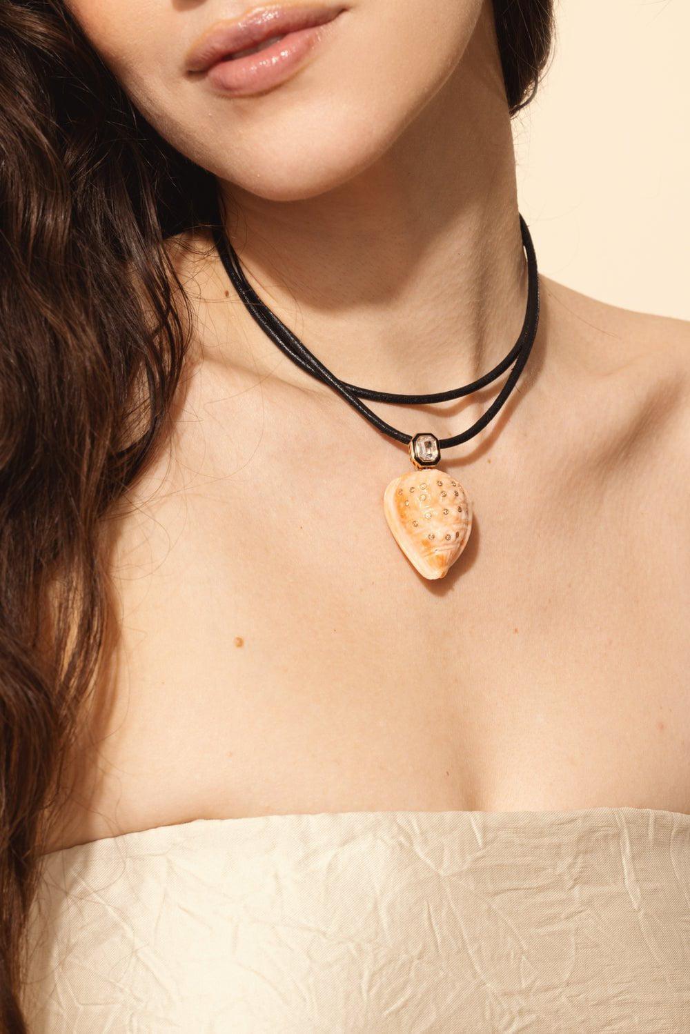 DEZSO BY SARA BELTRAN-Diamond Helmet Shell Pendant-ROSE GOLD