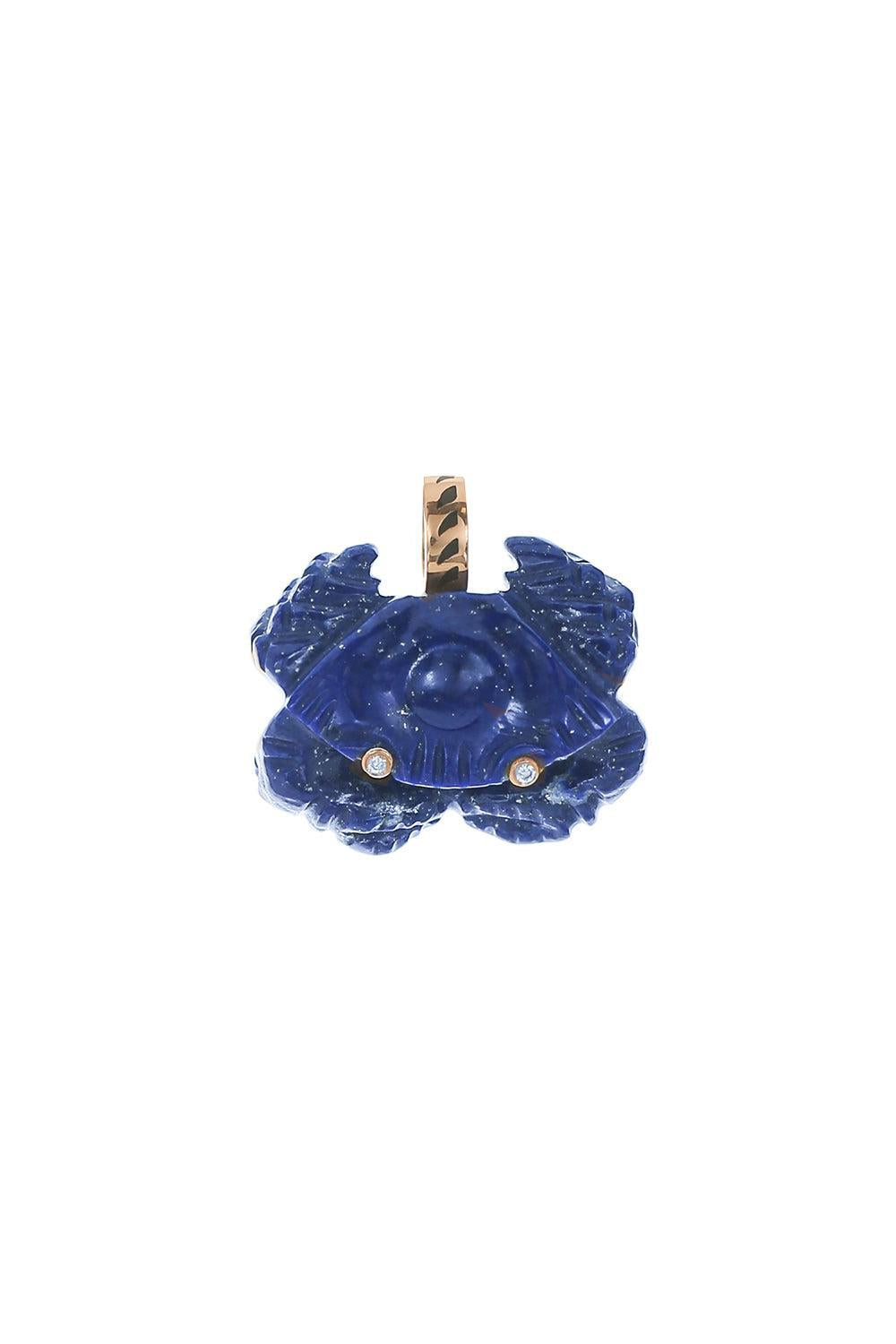 Lapis Diamond Carved Crab Pendant-ROSE GOLD-JEWELRYFINE JEWELPENDANT-DEZSO BY SARA BELTRAN