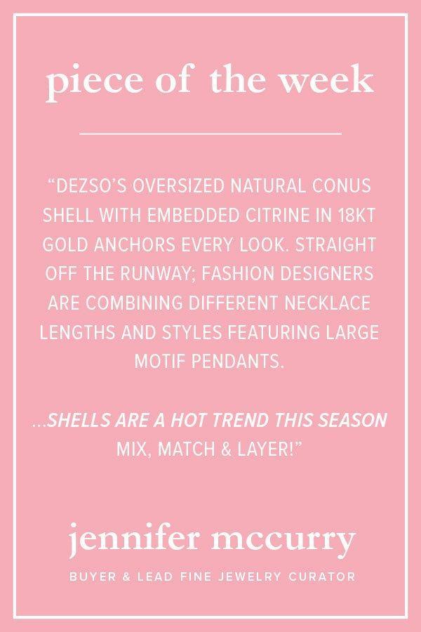 DEZSO BY SARA BELTRAN-Natural Conus Citrine Shell Pendant-ROSE GOLD