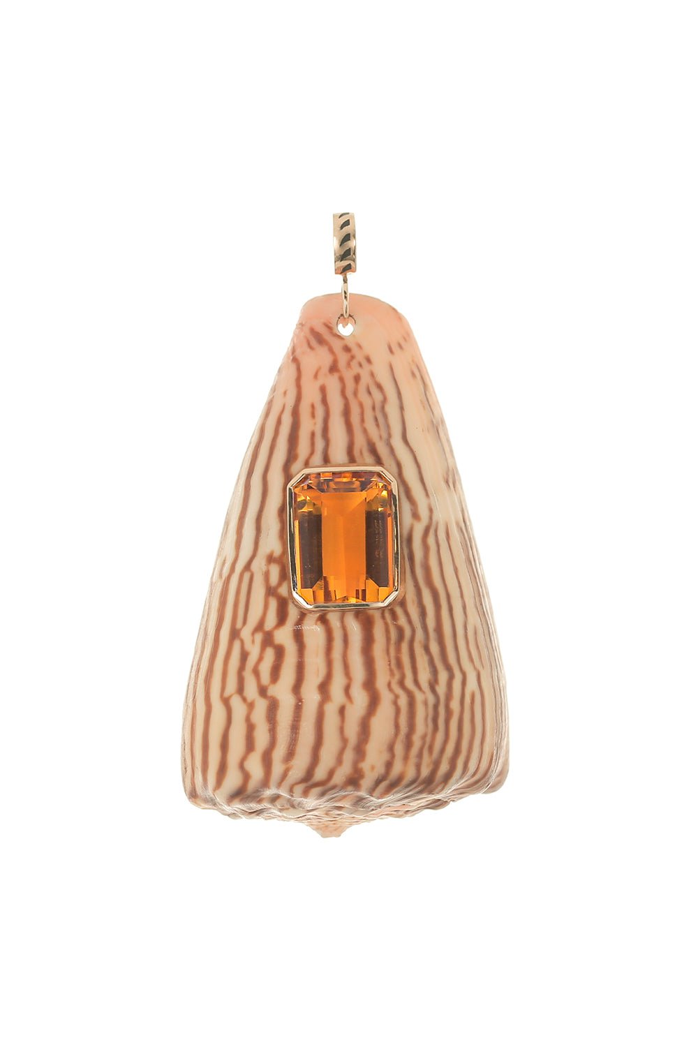 DEZSO BY SARA BELTRAN-Natural Conus Citrine Shell Pendant-ROSE GOLD