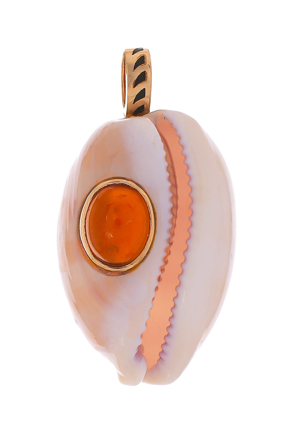 DEZSO BY SARA BELTRAN-Natural Cowry Citrine Cabochon Pendant-ROSE GOLD