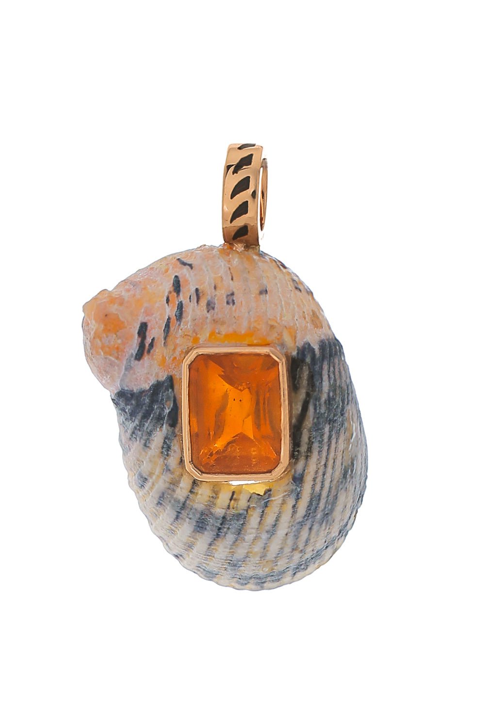 DEZSO BY SARA BELTRAN-Natural Shell Citrine Pendant-ROSE GOLD