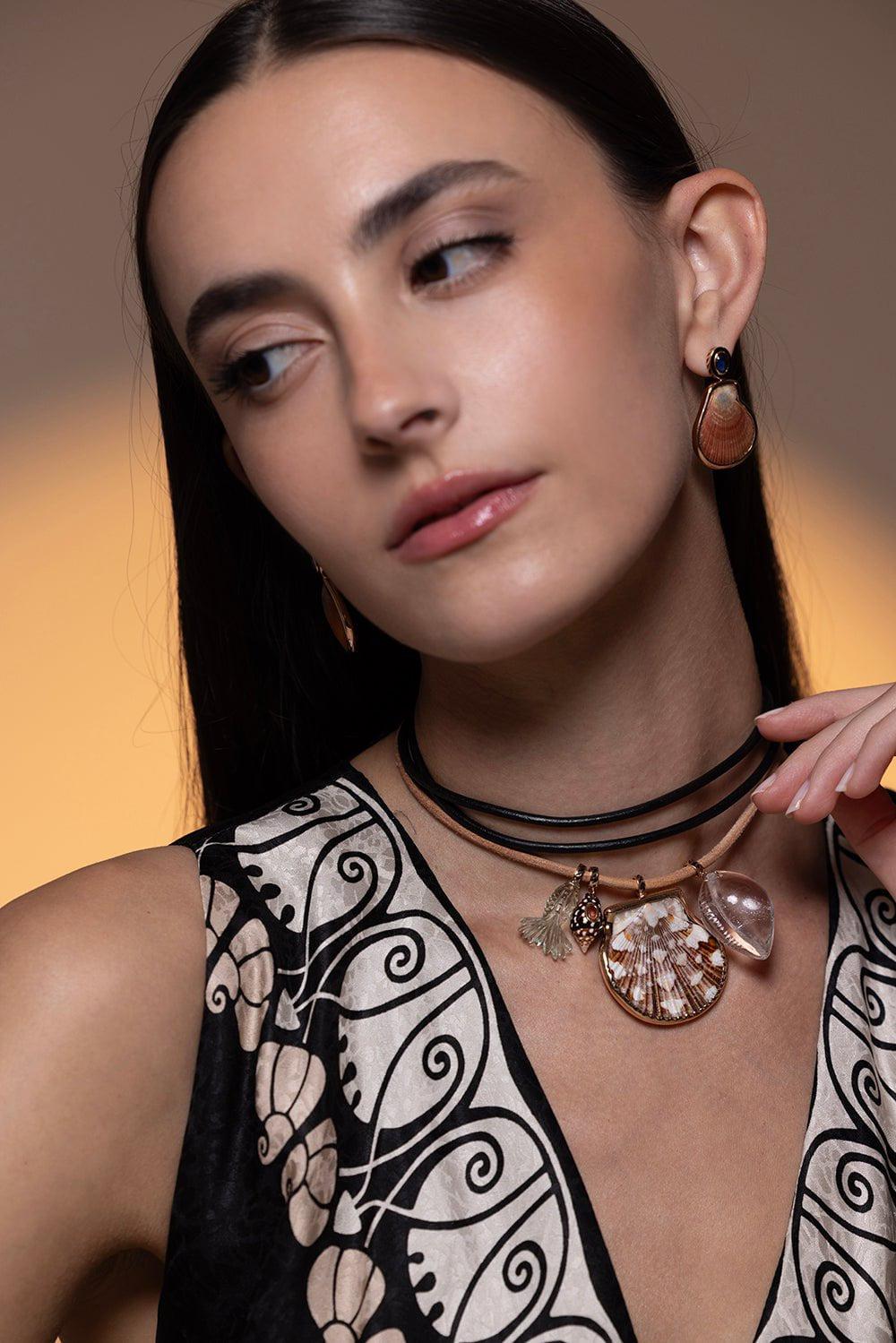 DEZSO BY SARA BELTRAN-Orange Sapphire Natural Shell Charm-ROSE GOLD