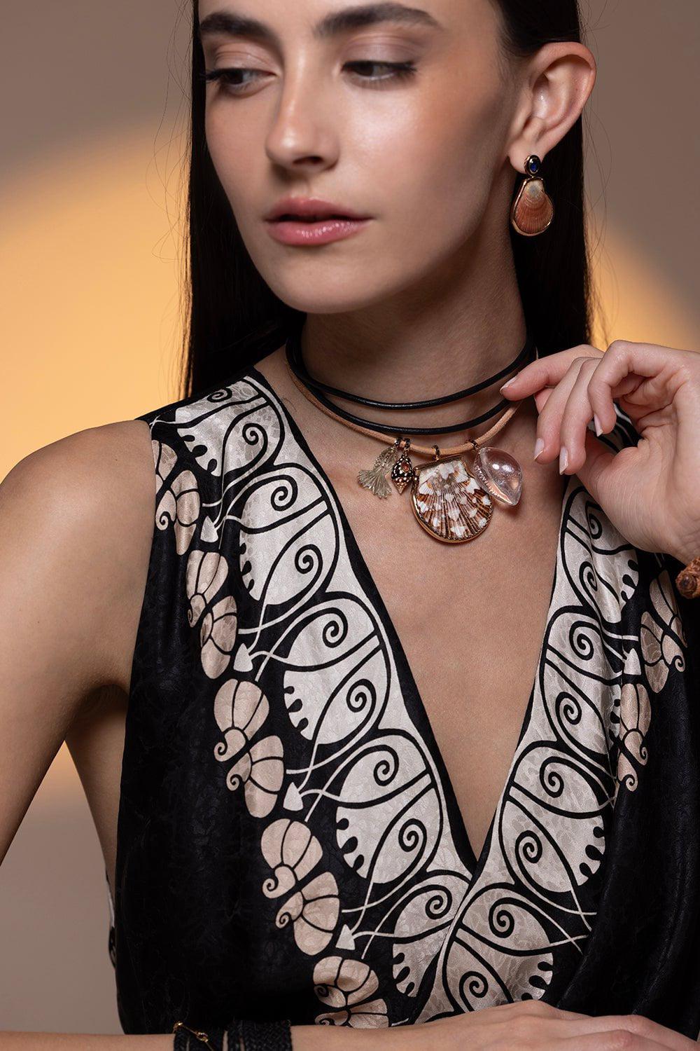 DEZSO BY SARA BELTRAN-Orange Sapphire Natural Shell Charm-ROSE GOLD