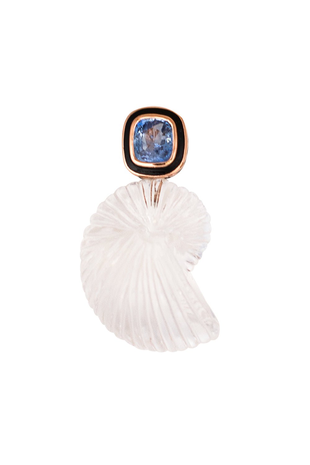 DEZSO BY SARA BELTRAN-Sapphire Nautilus Shell Pendant-ROSE GOLD