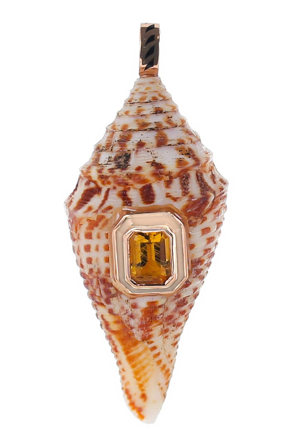 Scapolite Conus Shell Pendant-ROSE GOLD-JEWELRYFINE JEWELPENDANT-DEZSO BY SARA BELTRAN