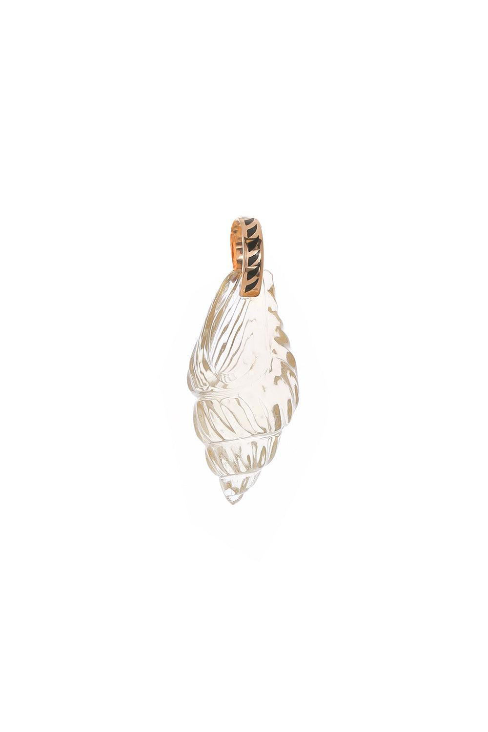 Vexillum Lemon Quartz Shell Pendant-ROSE GOLD-JEWELRYFINE JEWELPENDANT-DEZSO BY SARA BELTRAN