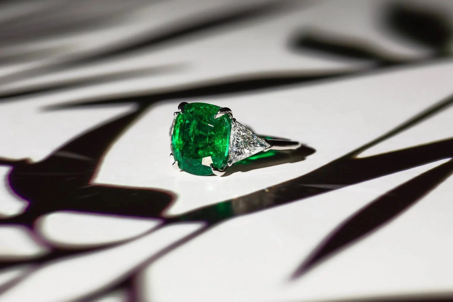 DIANA M. JEWELS-Emerald Diamond Ring-PLATINUM