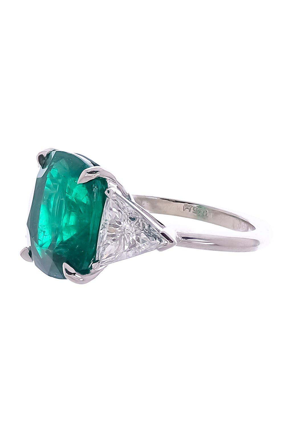 DIANA M. JEWELS-Emerald Diamond Ring-PLATINUM