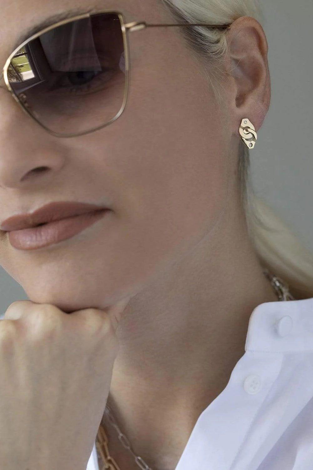 DINH VAN-Mono Menottes R8 Diamond Single Earring - Yellow Gold-YELLOW GOLD