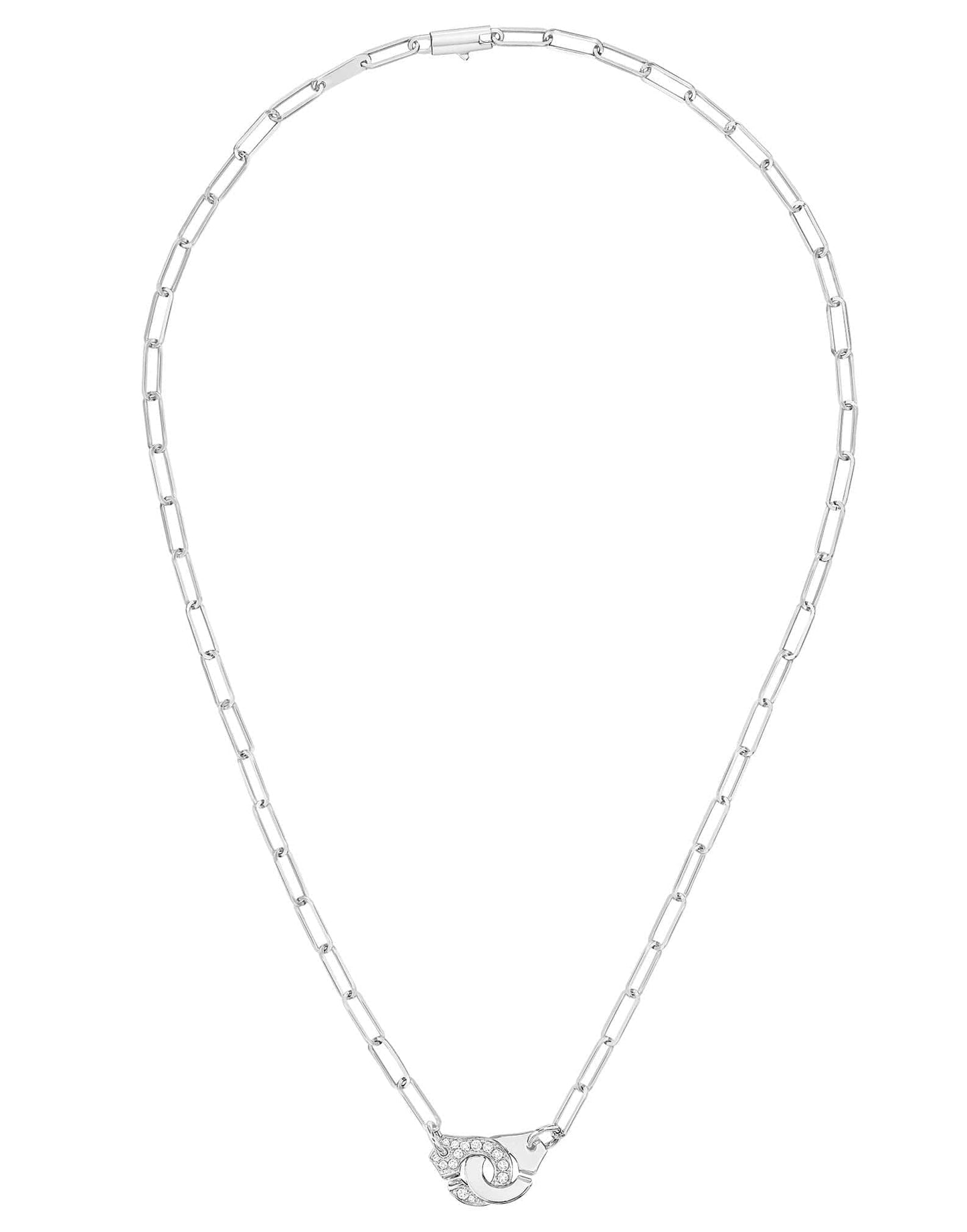 DINH VAN-Menottes R10 1/2 Diamond Chain Necklace - White Gold-WHITE GOLD