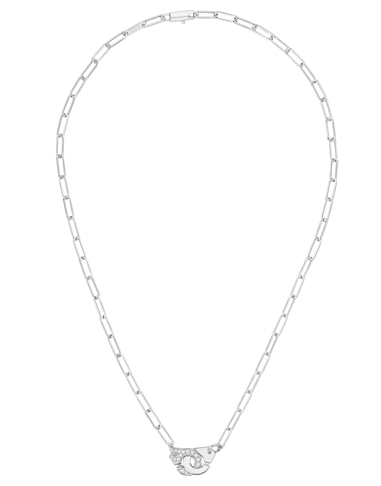 DINH VAN-Menottes R10 1/2 Diamond Chain Necklace - White Gold-WHITE GOLD