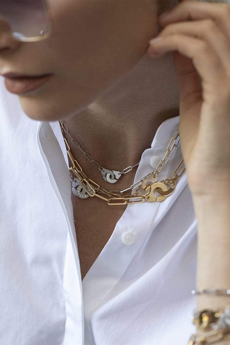DINH VAN-Menottes R12 Diamond Chain Necklace - White Gold-WHITE GOLD