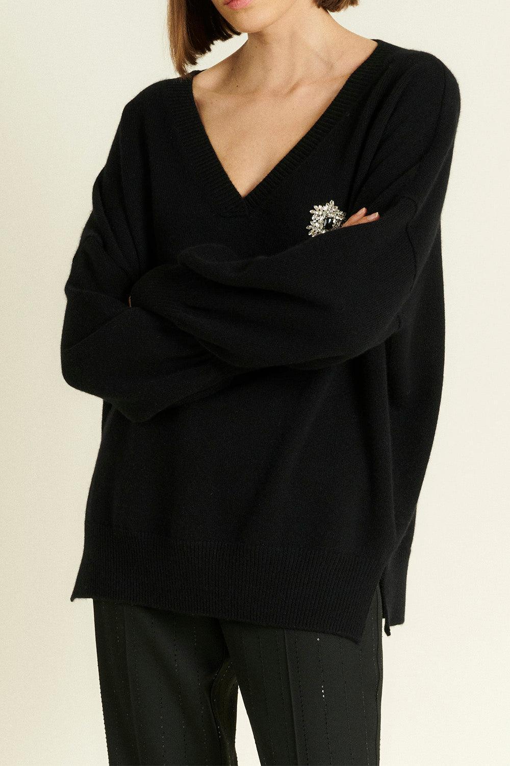 Perle Knit Top-BLACK-1-CLOTHINGTOPSWEATER-DMN PARIS