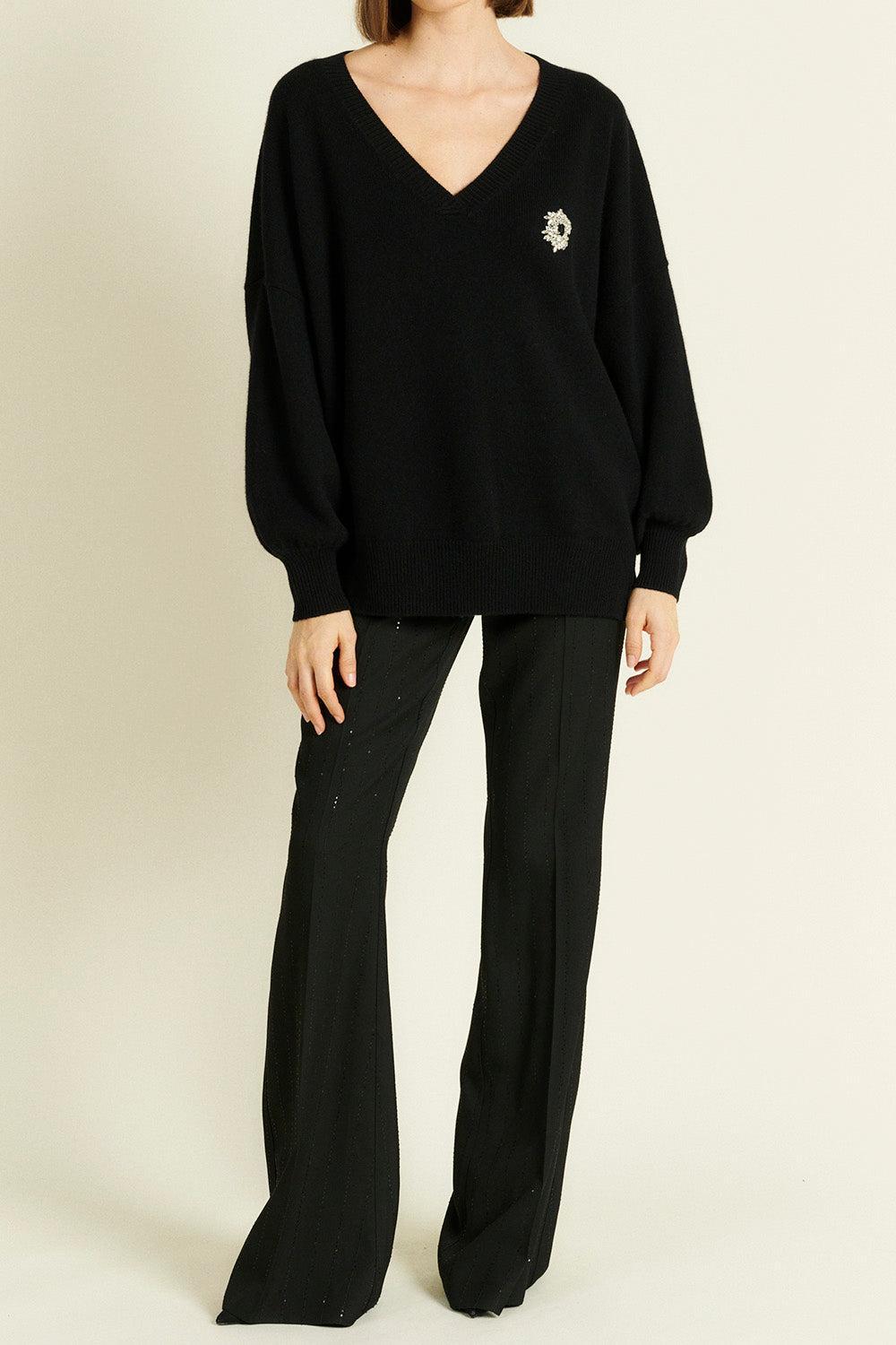 Perle Knit Top-BLACK-1-CLOTHINGTOPSWEATER-DMN PARIS