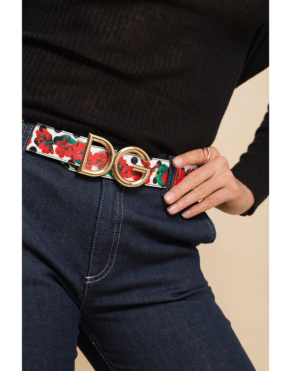DOLCE & GABBANA-Reversible Print Leather Belt-