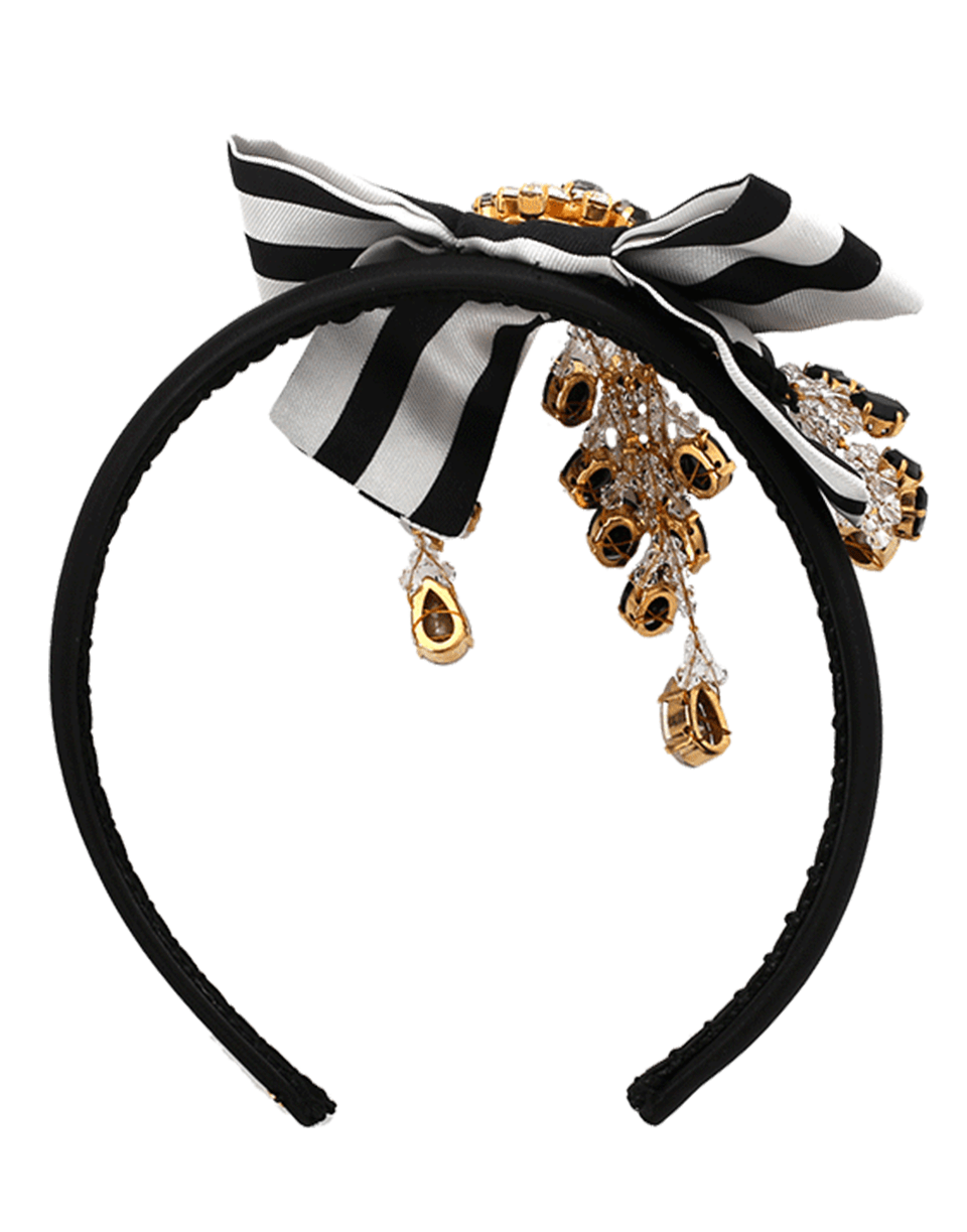 DOLCE & GABBANA-Bow Headband-BLK/WHT