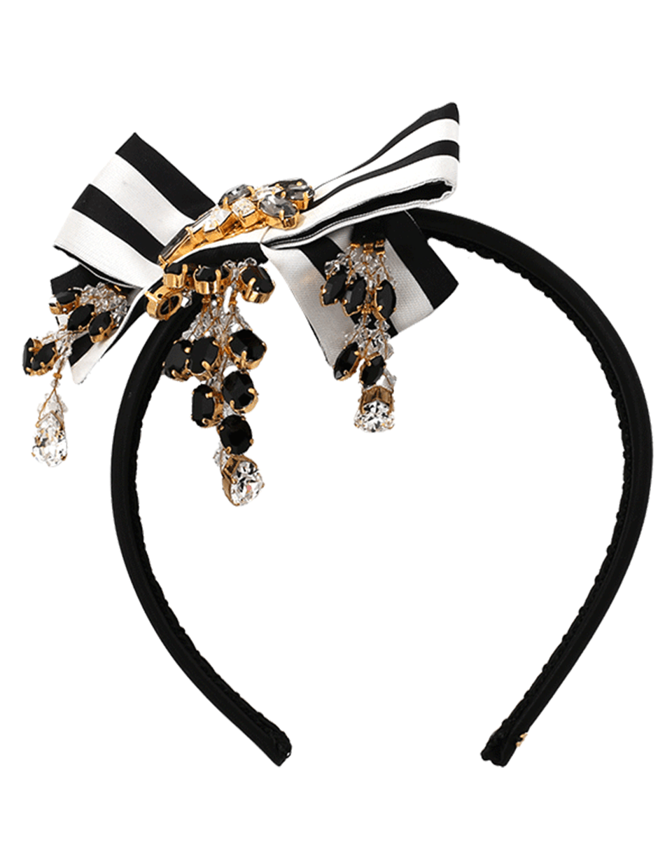 DOLCE & GABBANA-Bow Headband-BLK/WHT