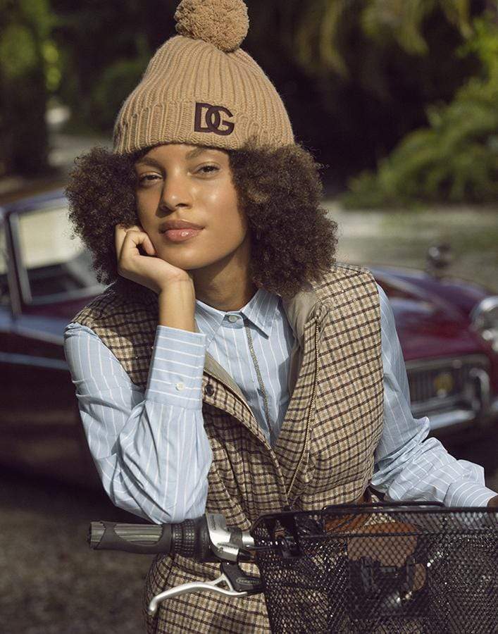 DOLCE & GABBANA-Camel DG Beanie-CAMEL