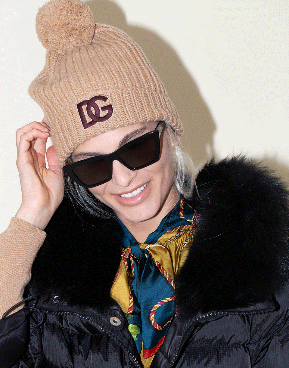 DOLCE & GABBANA-Camel DG Beanie-CAMEL