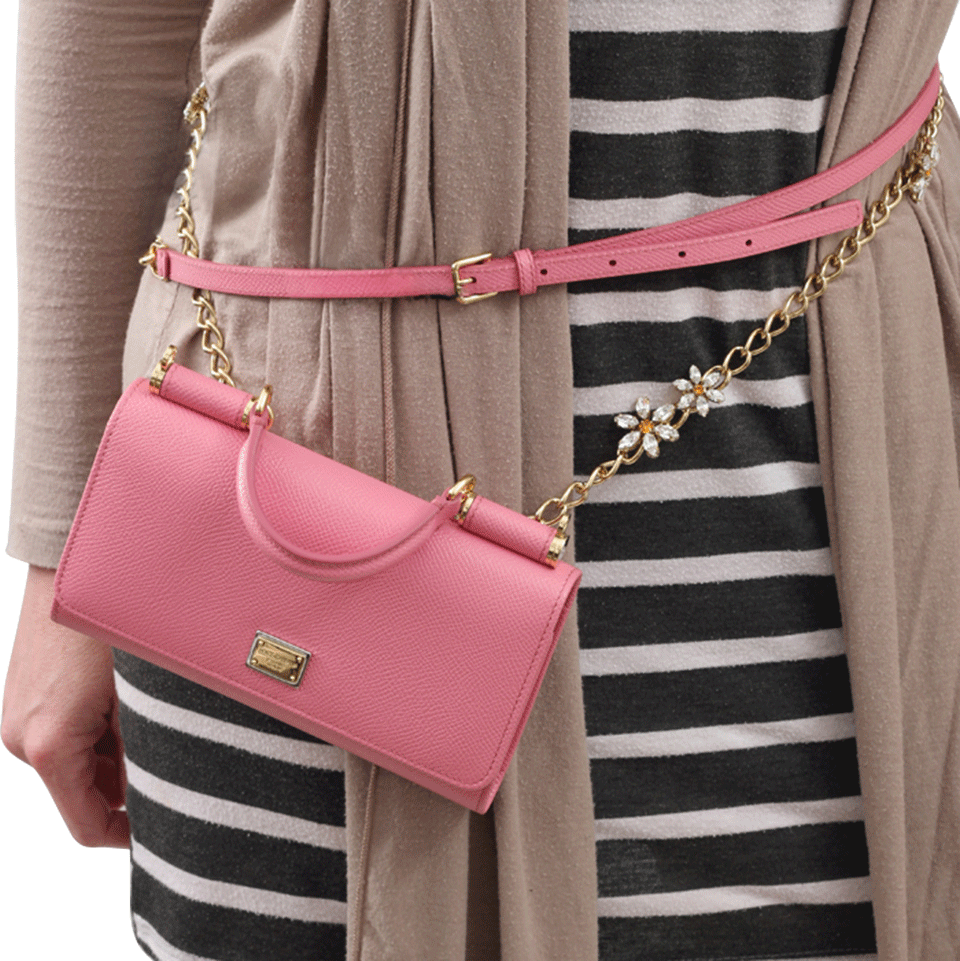 DOLCE & GABBANA-Sicily Von Crystal Belt And Wallet-ROSA
