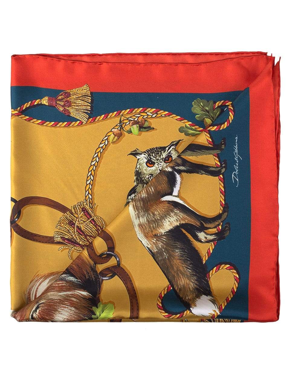 DOLCE & GABBANA-Animal Print Silk Scarf-KHAKI