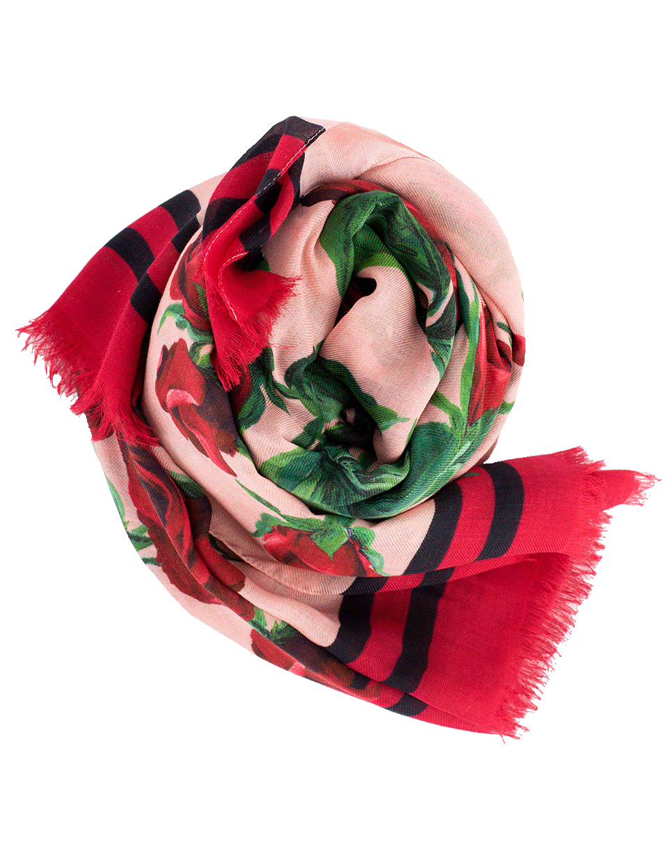 DOLCE & GABBANA-Rose Print Scarf-ROSE
