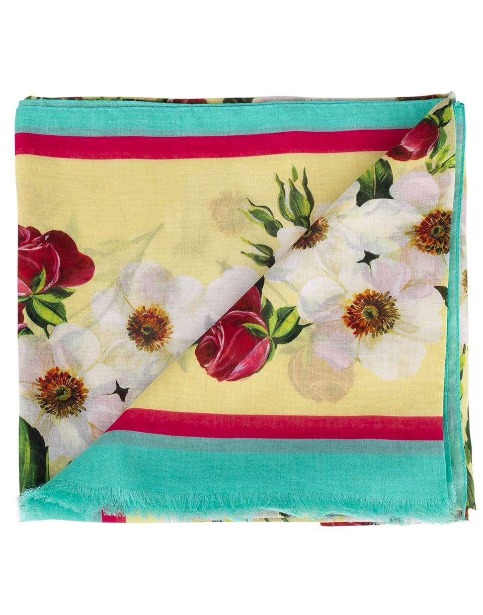 DOLCE & GABBANA-Yellow and Rose Print Pareo-YLLW/ROS