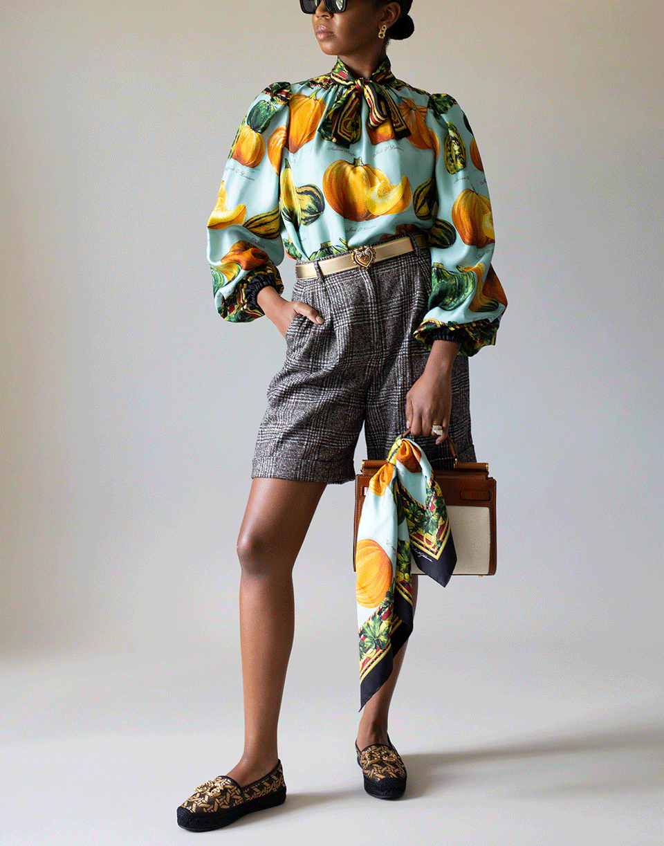 DOLCE & GABBANA-Pumpkin Print Silk Scarf-ZUCHINNI