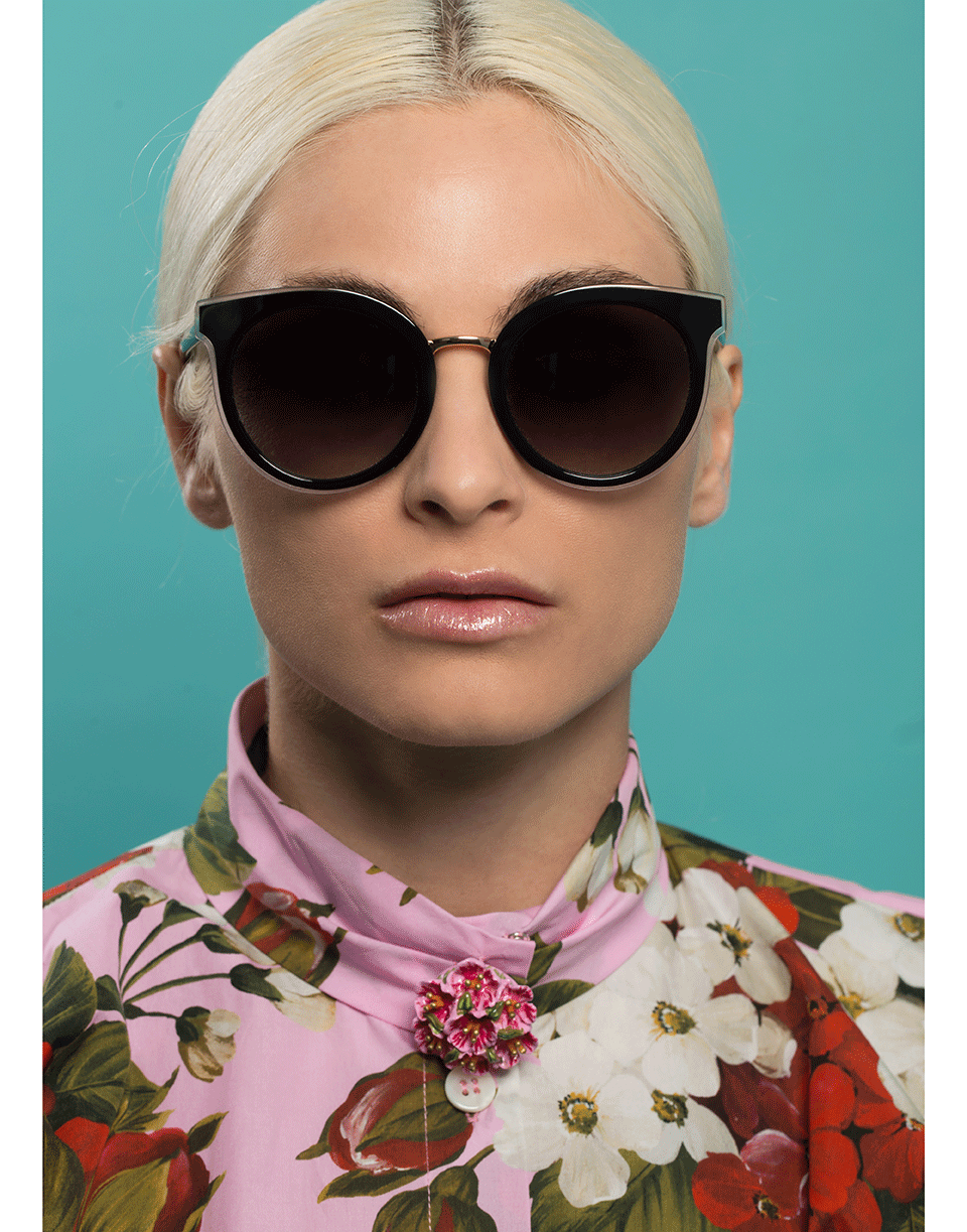 DOLCE & GABBANA-Black Round Sunglasses-BLACK