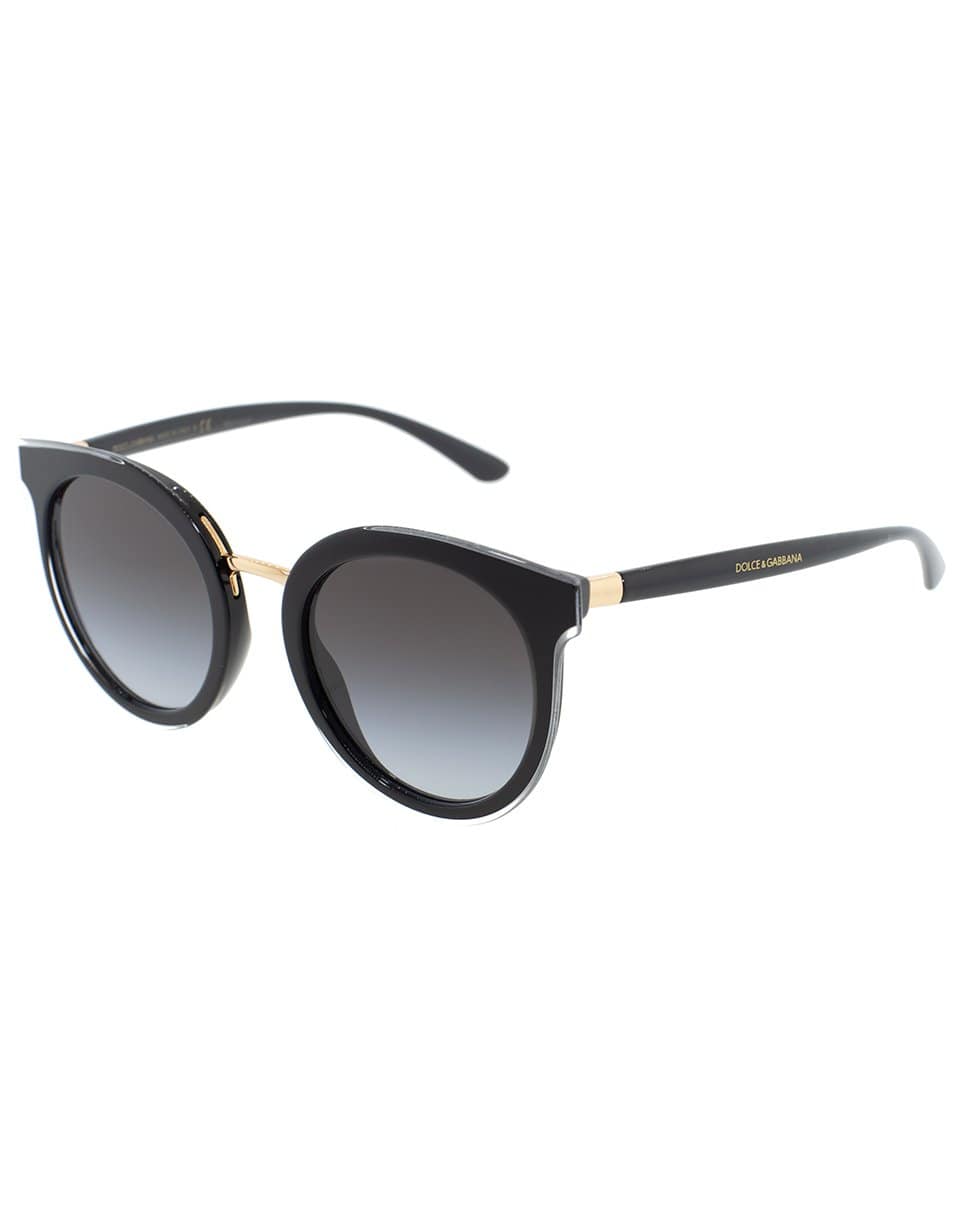 DOLCE & GABBANA-Black Round Sunglasses-BLACK