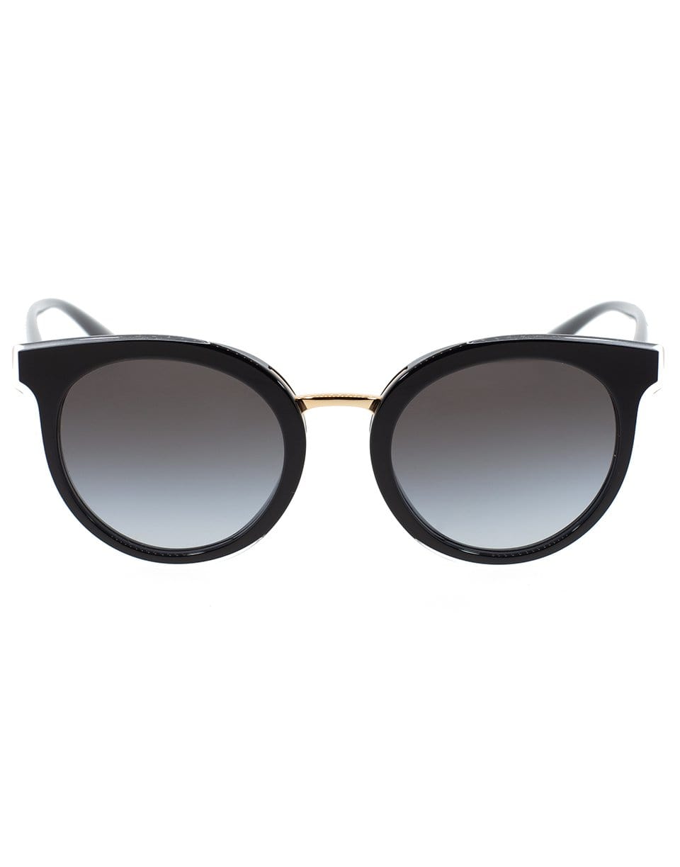 DOLCE & GABBANA-Black Round Sunglasses-BLACK