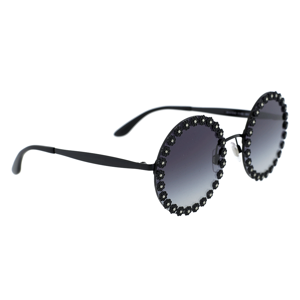 DOLCE & GABBANA-Daisy Round Sunglasses-BLACK