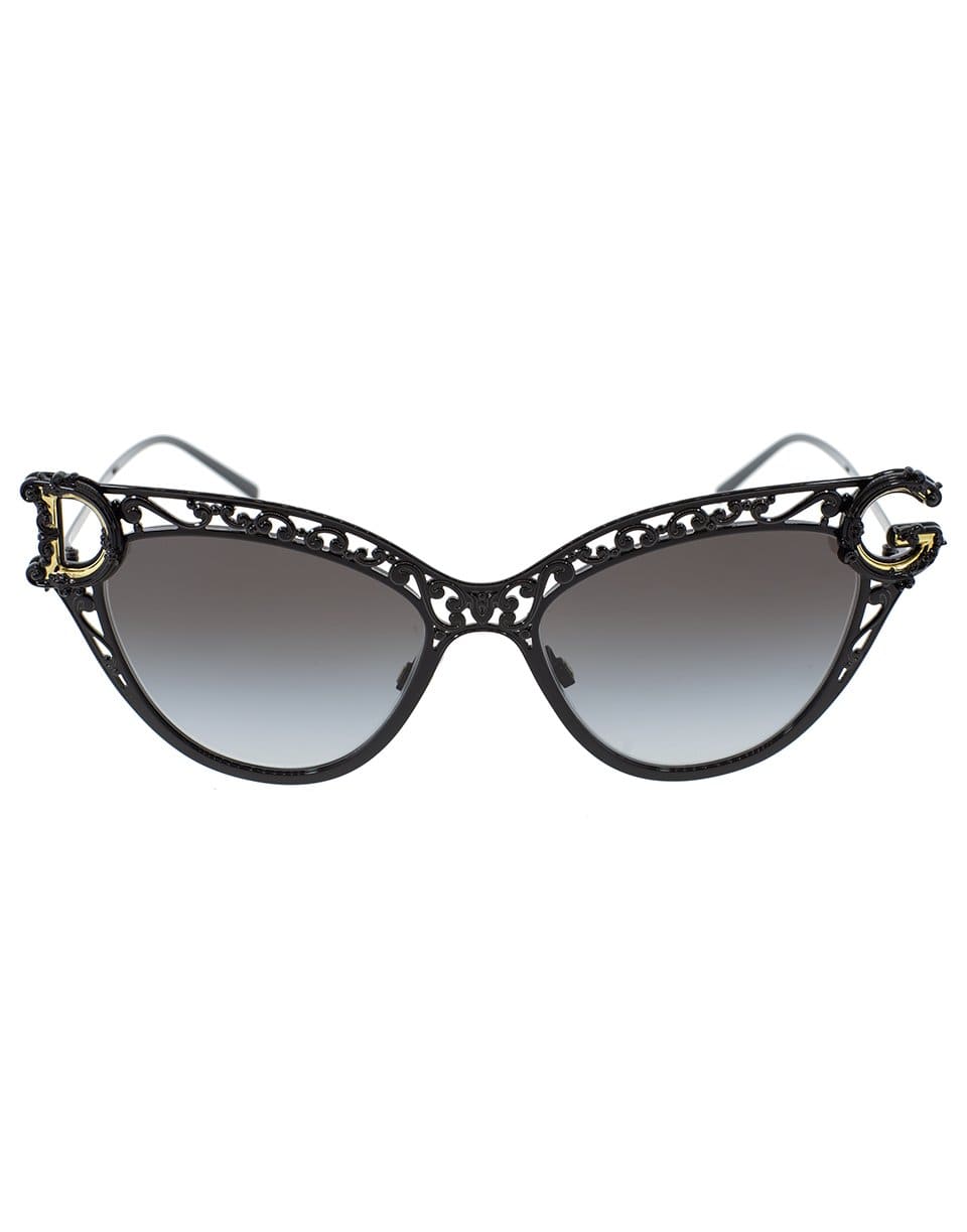 DOLCE & GABBANA-Devotion Black Cat-Eye Sunglasses-BLACK