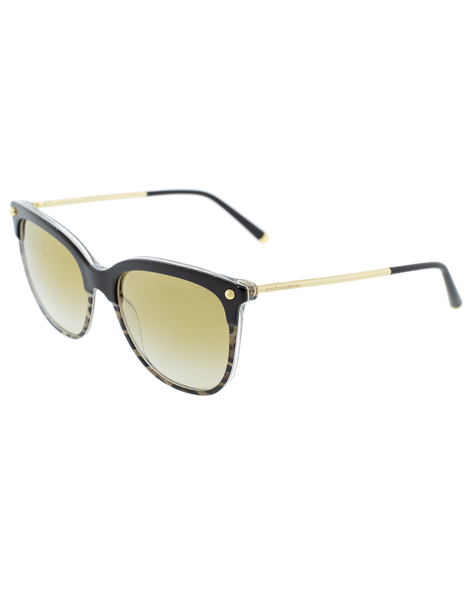 DOLCE & GABBANA-Leopard Square Sunglasses-BLACK